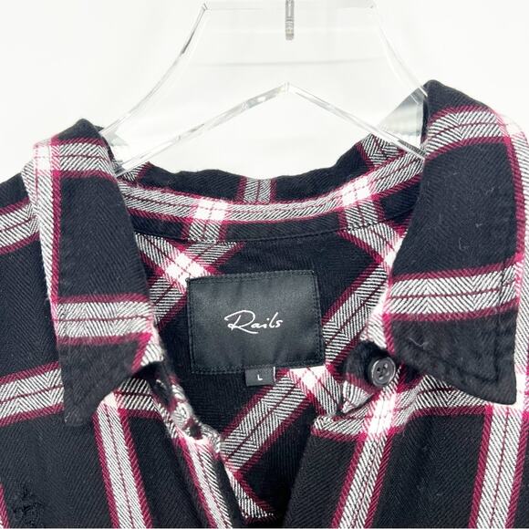 Rails Blair Plaid Button Down Belted Mini Dress L Midnight Plum - Picture 4 of 5